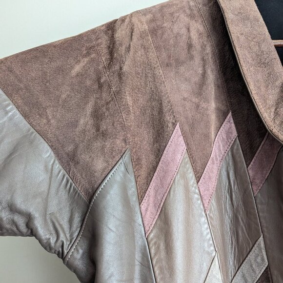 Vintage leather shawl collar bomber jacket - Picture 3 of 9